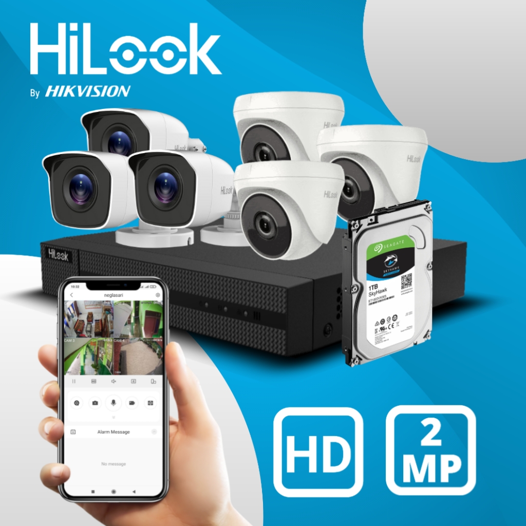 Paket CCTV hilook 6 kamera 2mp termasuk installasi